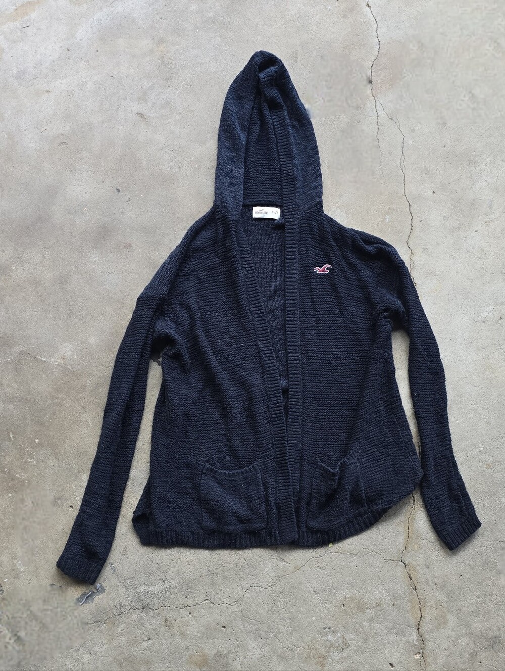 Vtg Y2k Hollister Open Knit Hoodie Sweater
